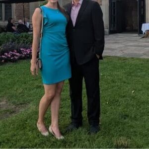 Calvin Klein Teal Ruffle Midi Dress